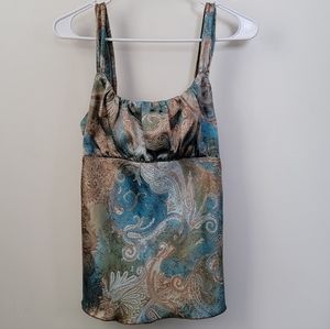 Self-Esteem Blue and Brown Satin Shirt/Blouse